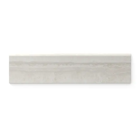 Wren Oat 3x12 matte porcelain bullnose tile, featuring soft beige tones and a smooth finish for seamless edging in sophisticated designs.