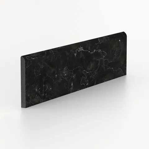 Leona 3 x 12 Matte Porcelain Bullnose Tile in Nero Marquina