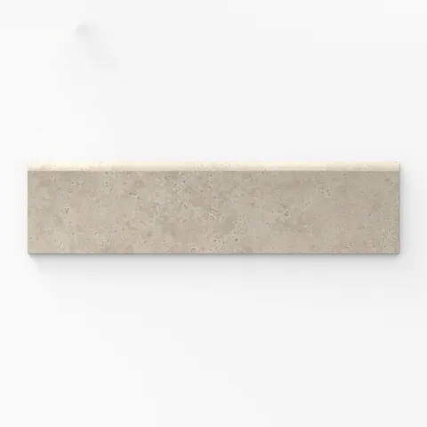 Leona Marfil 3x12 bullnose matte tile, featuring a soft beige tone with subtle natural textures for a refined, neutral finish.
