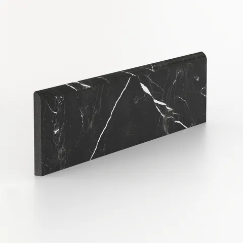 Leona 3 x 12 Polished Porcelain Bullnose Tile in Nero Marquina