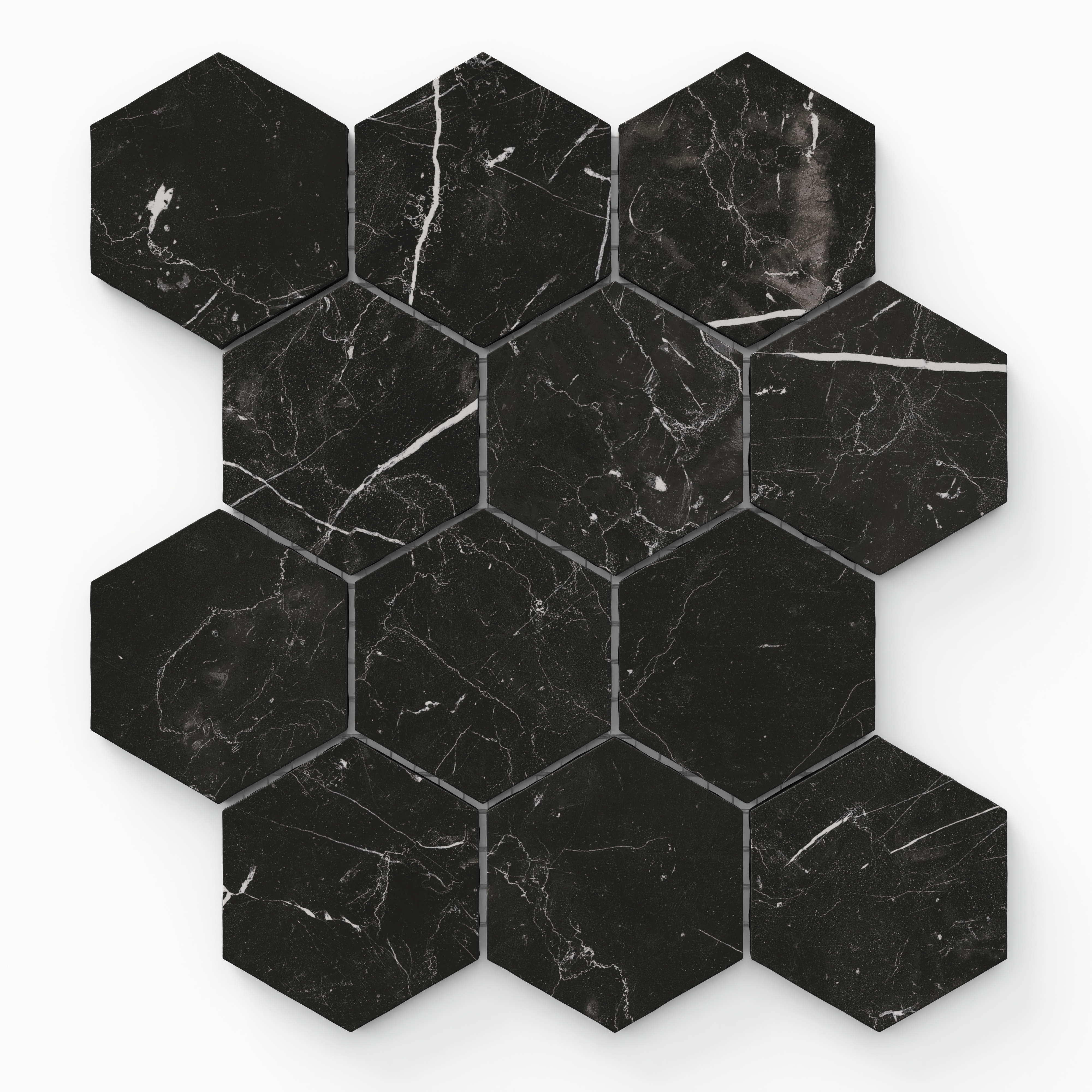 Leona 3 x 3 Matte Porcelain Hexagon Mosaic Tile in Nero Marquina