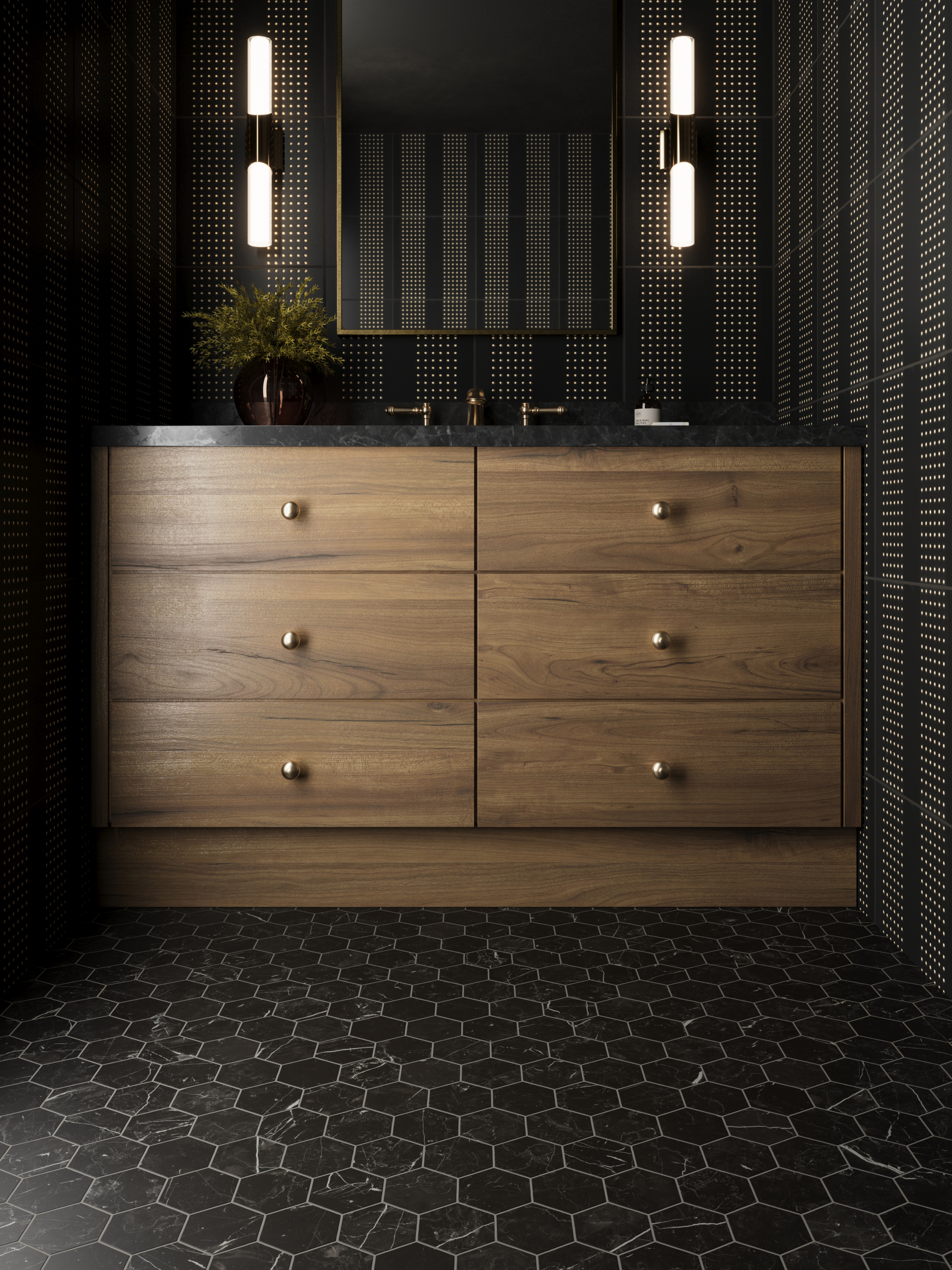Leona 3 x 3 Matte Porcelain Hexagon Mosaic Tile in Nero Marquina