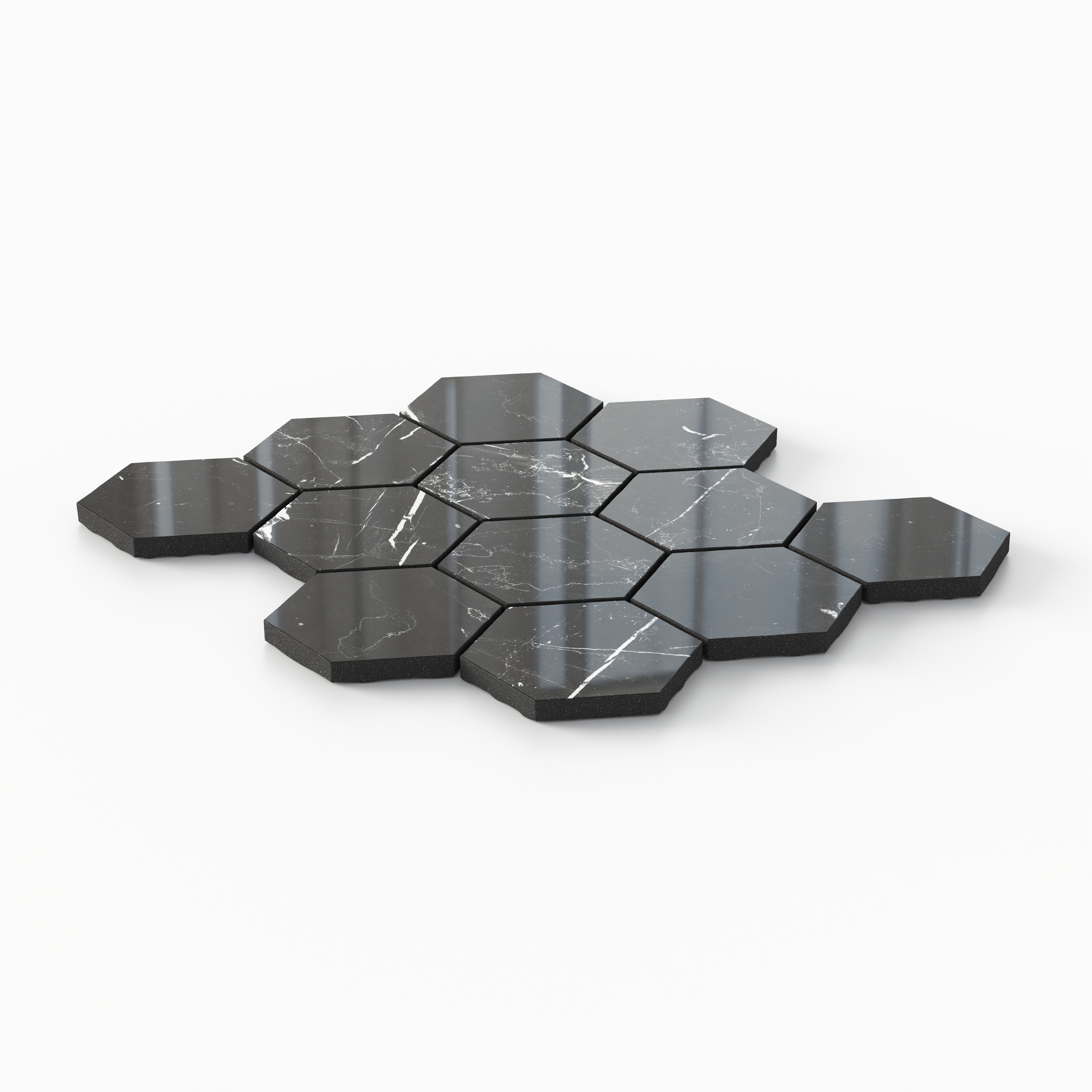 Leona 3 x 3 Polished Porcelain Hexagon Mosaic Tile in Nero
