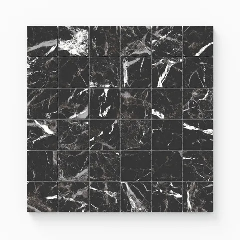 Blair 2 x 2 Matte Porcelain Mosaic Tile in Marmo Black