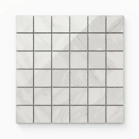 Blair 2 x 2 Polished Porcelain Mosaic Tile in Volakas White