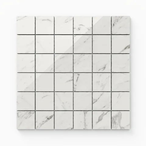 Blair 2 x 2 Polished Porcelain Mosaic Tile in White Carrara