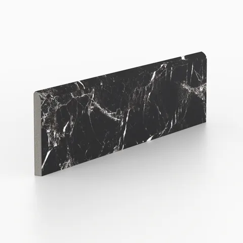 Blair 3 x 12 Matte Porcelain Bullnose Tile in Marmo Black
