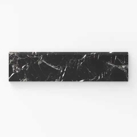 Blair 3 x 12 Matte Porcelain Bullnose Tile in Marmo Black