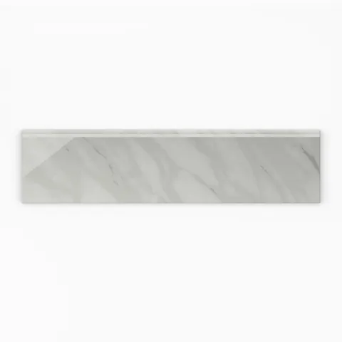 Blair 3 x 12 Polished Porcelain Bullnose Tile in Volakas White