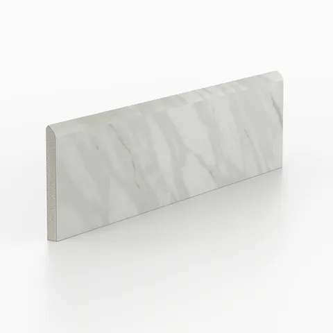 Blair 3 x 12 Polished Porcelain Bullnose Tile in Volakas White