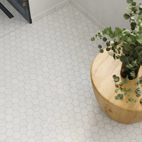 Blair 3 x 3 Matte Porcelain Hexagon Mosaic Tile in Volakas White