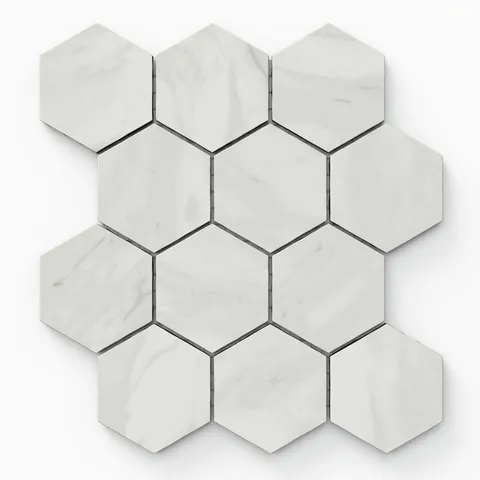 Blair 3 x 3 Matte Porcelain Hexagon Mosaic Tile in Volakas White