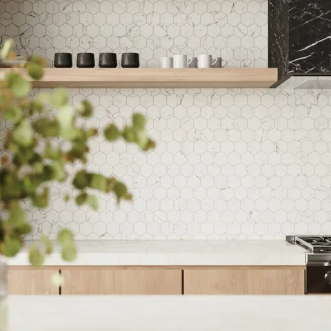 Blair 3 x 3 Matte Porcelain Hexagon Mosaic Tile in White Carrara