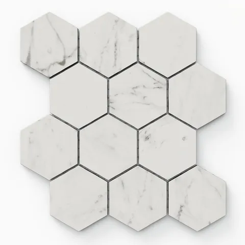 Blair 3 x 3 Matte Porcelain Hexagon Mosaic Tile in White Carrara