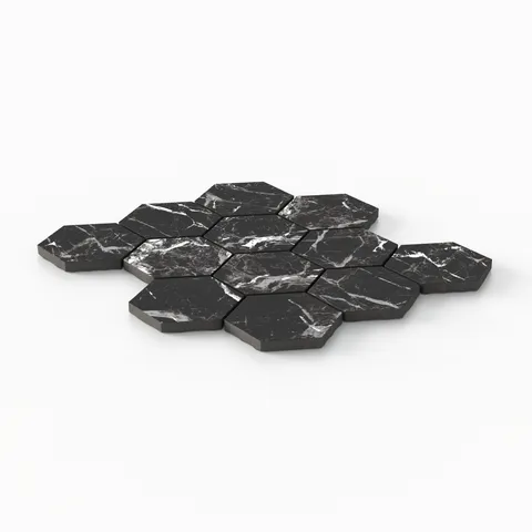 Blair 3 x 3 Matte Porcelain Hexagon Mosaic Tile in Marmo Black