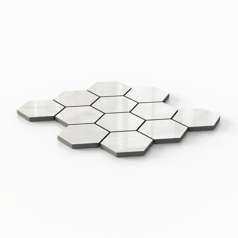 Blair 3 x 3 Polished Porcelain Hexagon Mosaic Tile in Volakas White