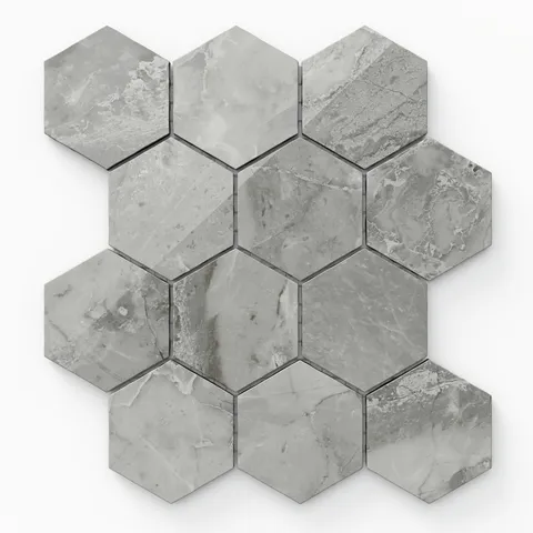 Blair 3 x 3 Polished Porcelain Hexagon Mosaic Tile in Oniciata Grey