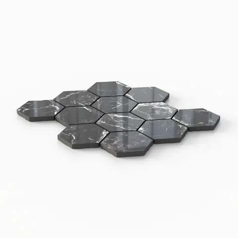 Blair 3 x 3 Polished Porcelain Hexagon Mosaic Tile in Marmo Black