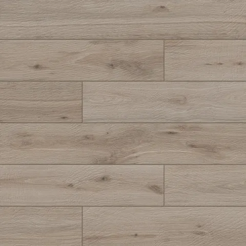 Preston's porcelain plank in White Oak shade, revealing the subtle wood textures and organic appeal.