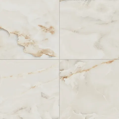 Astrid 24x24 matte porcelain tile in Alabaster, featuring warm beige tones and soft veining for a refined, natural look.