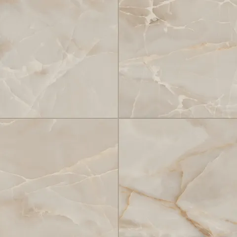 Astrid 24x24 matte porcelain tile in Sand, highlighting soft beige hues and intricate veining for a natural aesthetic.