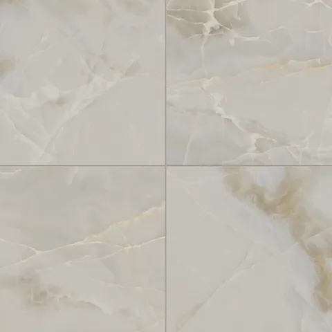Astrid 24x24 matte porcelain tile in Oyster, featuring elegant cream tones with soft veining and a natural matte texture.