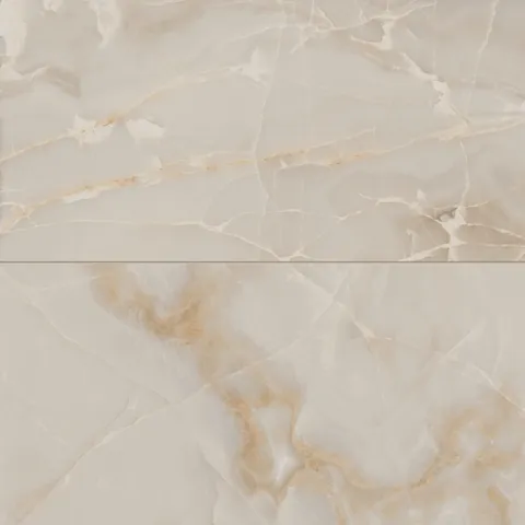 Astrid 24x48 matte porcelain tile in sand, displaying warm beige tones with subtle golden veining and a natural stone-like texture.