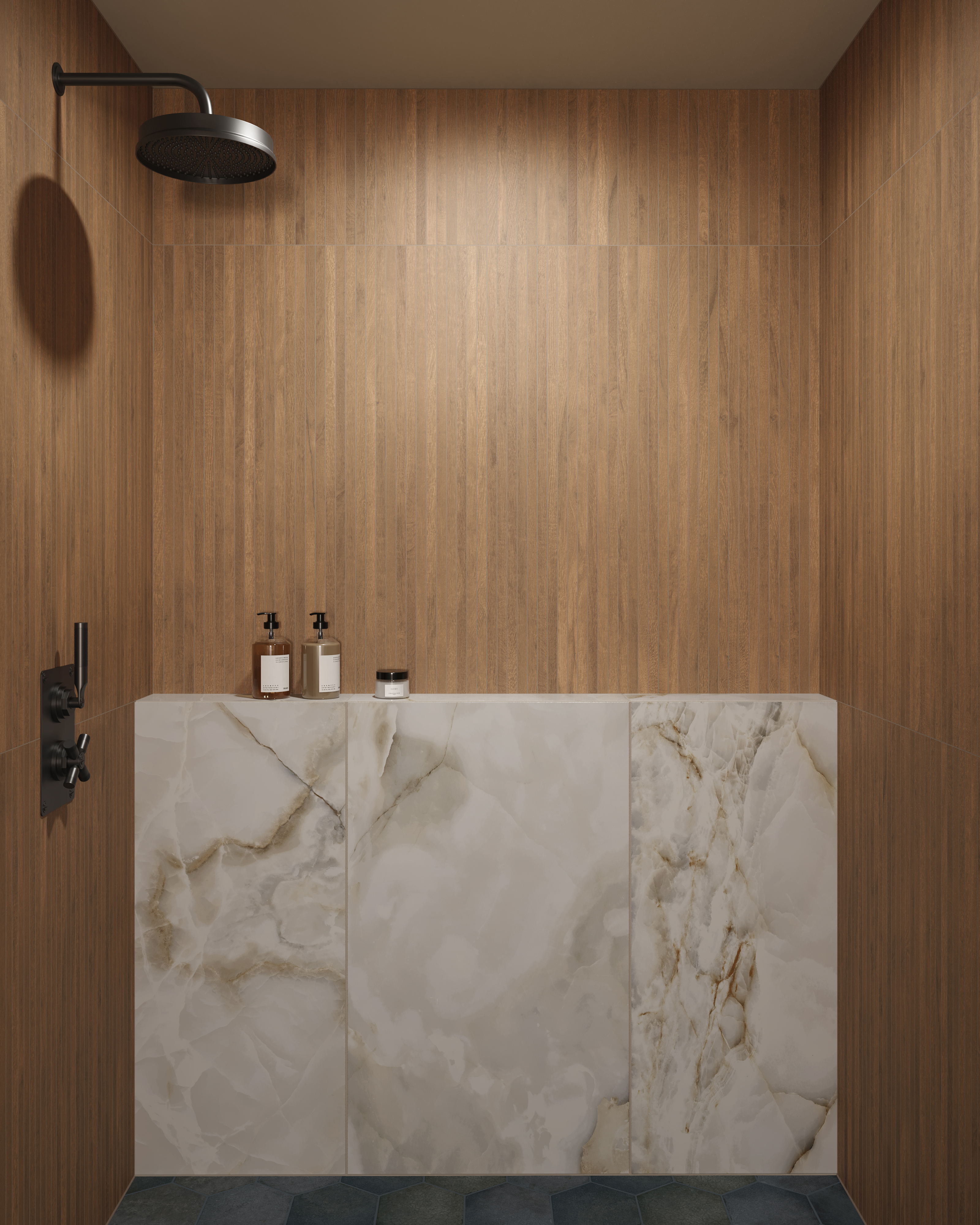 Juliet 7 x 8 Hexagon Matte Porcelain Tile in Denim | Edward Martin