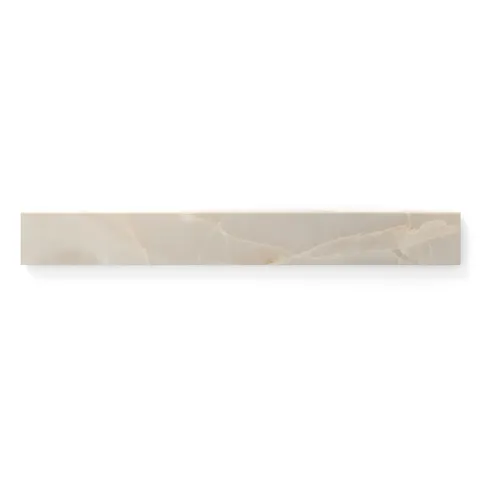 Astrid 3x24 matte porcelain bullnose tile in sand, showcasing soft beige tones with a matte finish for a natural look.