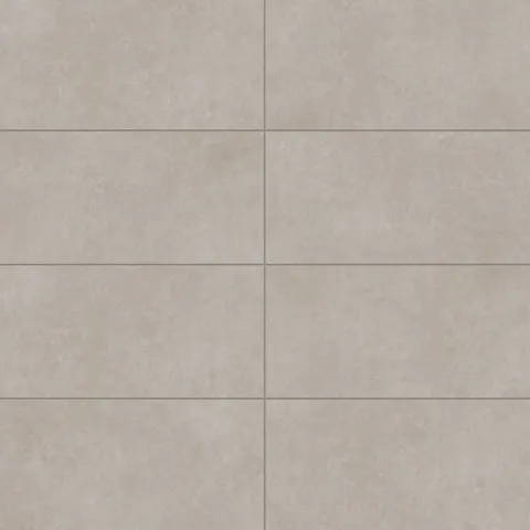 Wyatt Ash 12x24 matte porcelain tiles, featuring a soft gray tone with subtle texture, ideal for modern and versatile interio