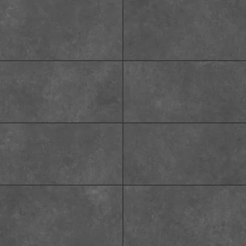 Wyatt Iron 12x24 matte porcelain tiles, showcasing a deep charcoal gray tone with subtle texture, perfect for bold and modern interiors.