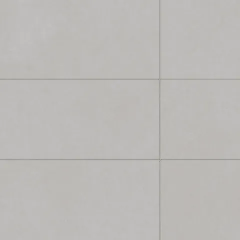Soft gray Wyatt 16x32 matte porcelain tiles, offering a subtle textured finish with foggy undertones for a clean and modern aesthetic.