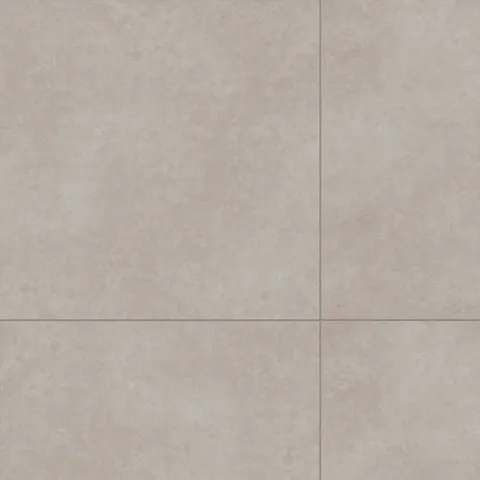 Large 32x32 matte tiles in a soft ash-gray tone, featuring subtle variations for a natural and seamless floor or wall finish.
