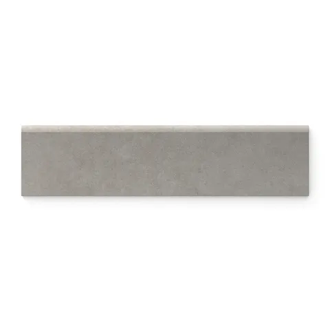 Soft grey toned Wyatt 3x12 matte porcelain bullnose tiles, offering seamless edge transitions for versatile, modern interiors.