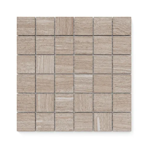 Hendrix Almond 2x2 Mosaic Matte tile in warm almond hues with a matte surface, designed to bring a refined touch to any space.