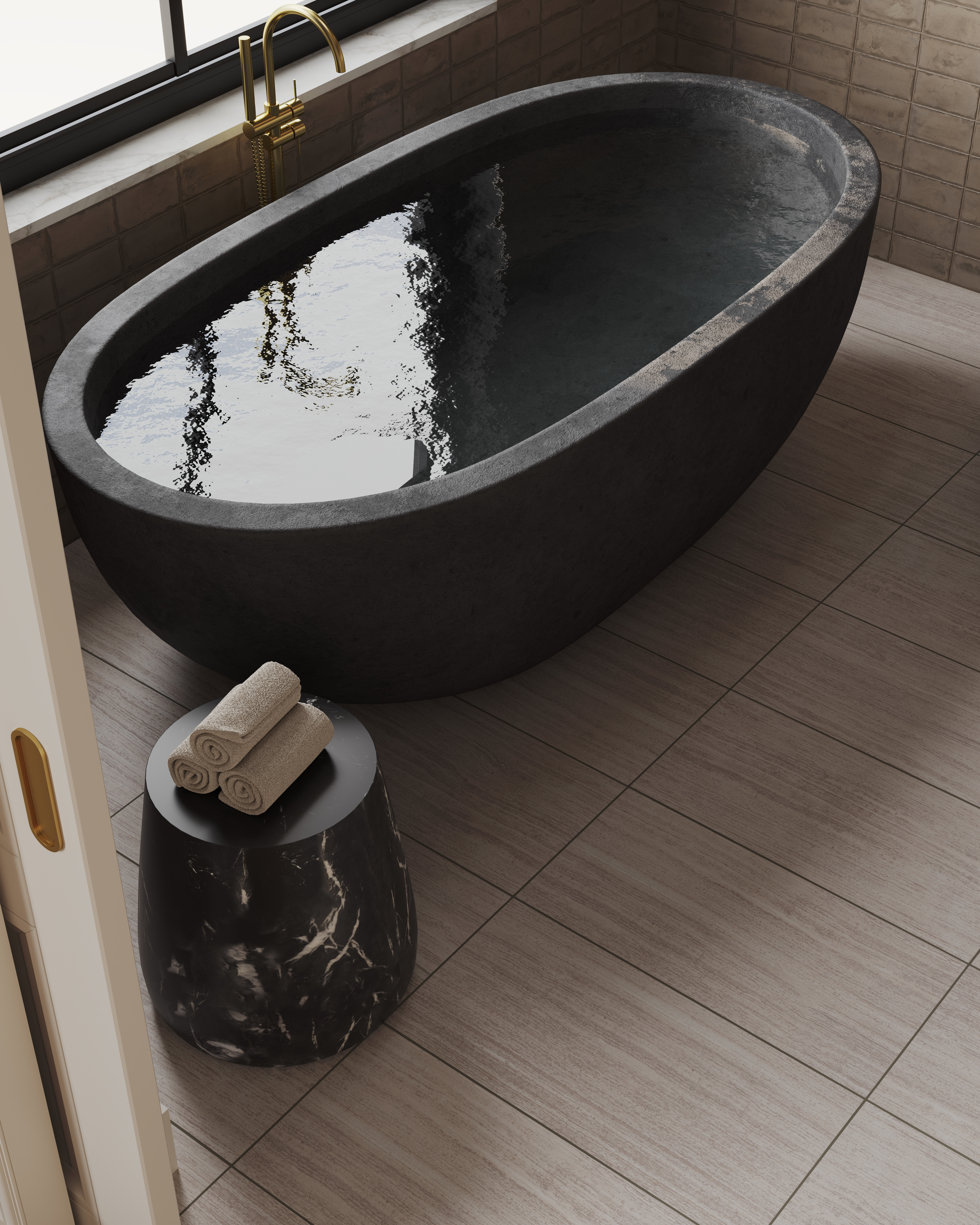 Hendrix 12 x 24 Matte Porcelain Tile in Taupe | Edward Martin