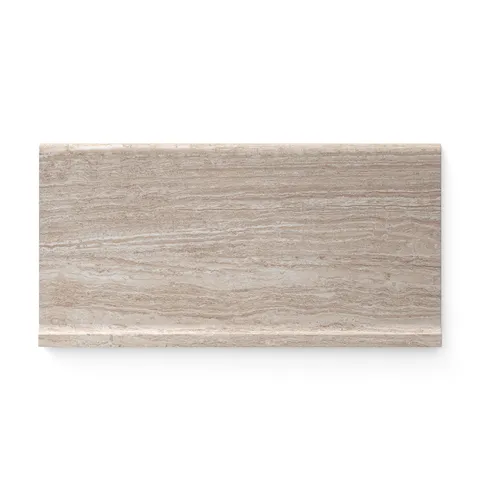 Hendrix Almond 6x12 Matte Covebase tile featuring warm almond tones and a covebase edge for smooth wall-to-floor transitions.