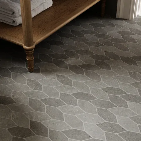 Shea 12.5 x 15 Matte Porcelain Leaf Mosaic Tile in Cool Blend