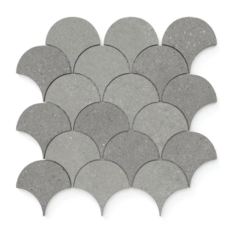 Shea 13.7 x 14.5 Matte Porcelain Wave Mosaic Tile in Cool Blend