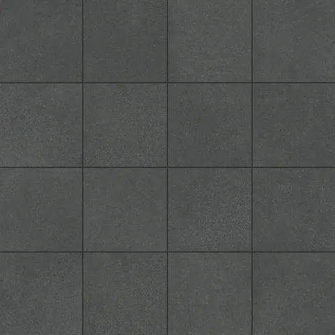 Palmer 12x12 matte porcelain tile in Nero, featuring a smooth, dark grey finish with a subtle textured appearance.