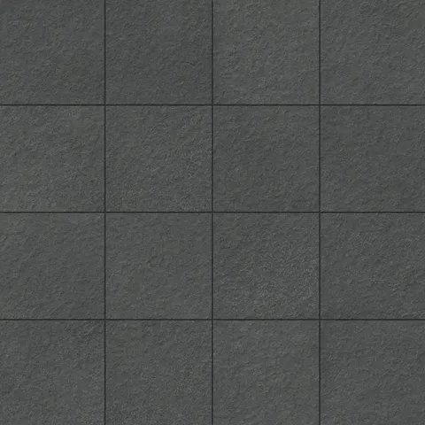 Palmer 12x12 raw porcelain tile in nero, featuring a deep black textured finish perfect for bold and dramatic interiors.