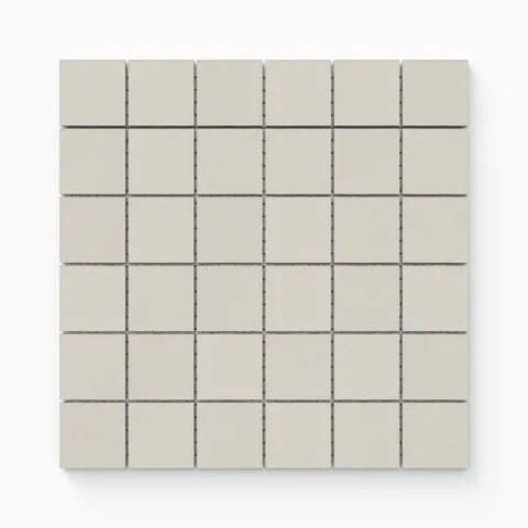 Palmer 2x2 matte porcelain mosaic tile in White, featuring a grid of square tiles with a smooth finish.