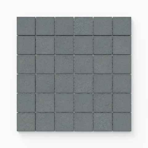 Palmer 2x2 matte porcelain mosaic tile in ocean blue, offering a serene and textured look perfect for bathrooms or pool areas.