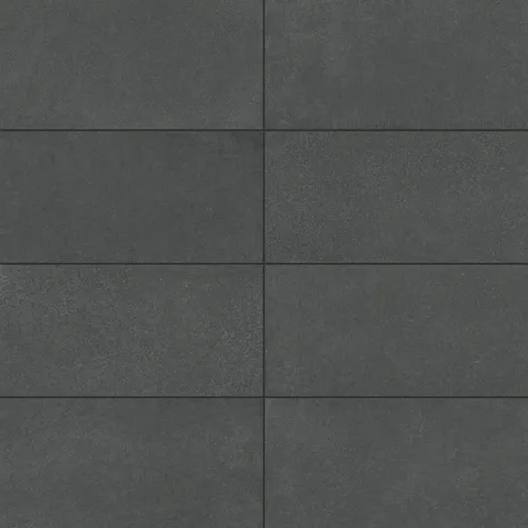 Palmer 12x24 matte porcelain tile in nero, featuring a deep charcoal hue and a smooth matte finish for sleek modern designs.