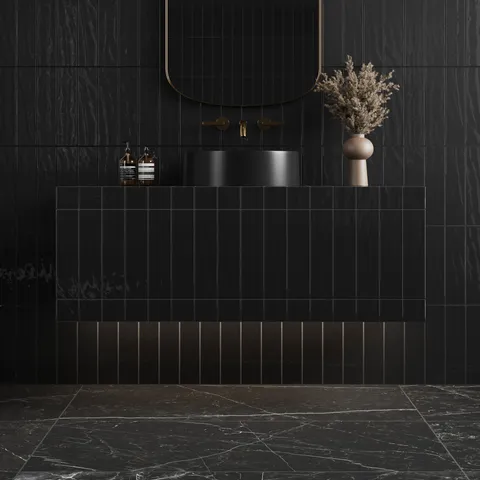 Palmer 3 x 12 Glossy Porcelain Tile in Nero