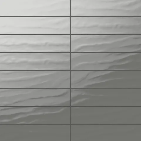 Palmer 6x24 glossy porcelain tile in mineral, featuring a rich earthy tone for sophisticated and modern interiors.