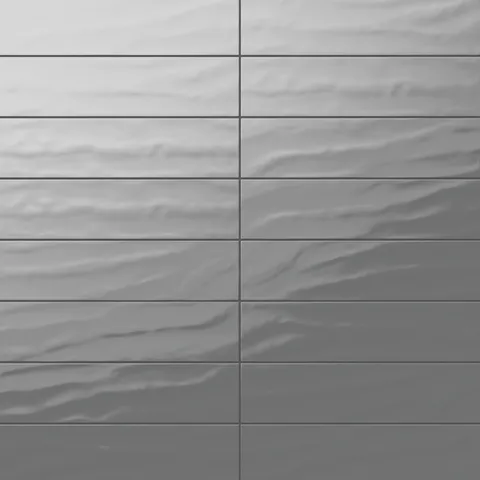 Palmer 6x24 glossy porcelain tile in storm, featuring a bold grey shade for a striking and contemporary look.