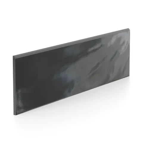Palmer 6 x 24 Glossy Porcelain Bullnose Tile in Nero
