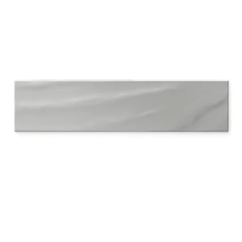 Palmer 6x24 glossy porcelain bullnose tile in soft grey, showcasing a sleek finish perfect for modern interiors.