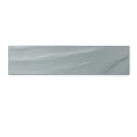 Palmer 6x24 eucalyptus glossy porcelain bullnose tile, featuring a soft green hue and sleek edges for a polished and seamless finish.